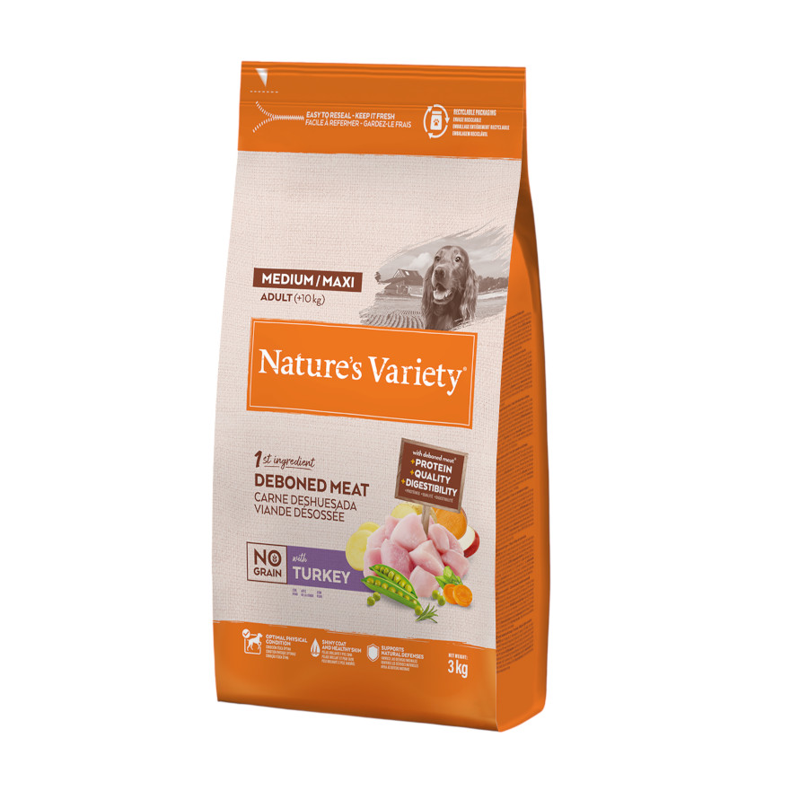 3 KG 3 kg Nature's Variety Adult Medium Maxi No Grain Pienso Pavo para perros
