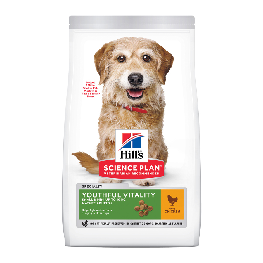 Hill's Small & Mini Adult Science Plan Youthful Vitality Frango ração para cães, , large image number null
