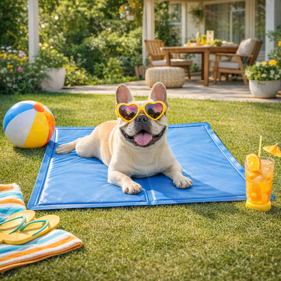 Summer Vibes Manta Refrescante Azul para cães