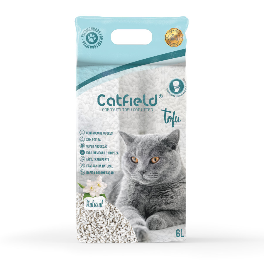 2 x 6 L Catfield Premium Tofu Substrato aglomerante para gatos Pack poupança!