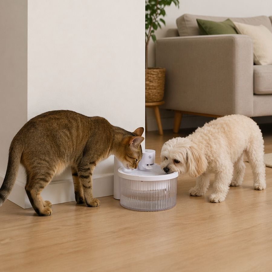 Leeby Fonte de Água Sem Fios Branca para cães e gatos