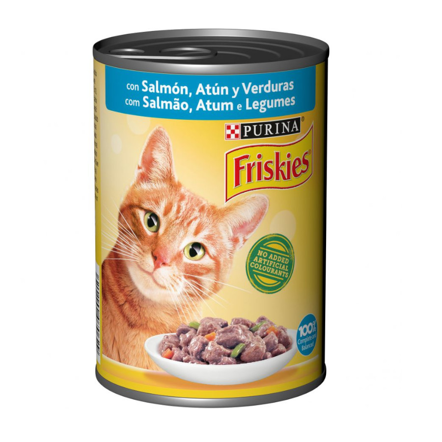 0.4 KG Purina Friskies Adult salmão e atum lata para gatos