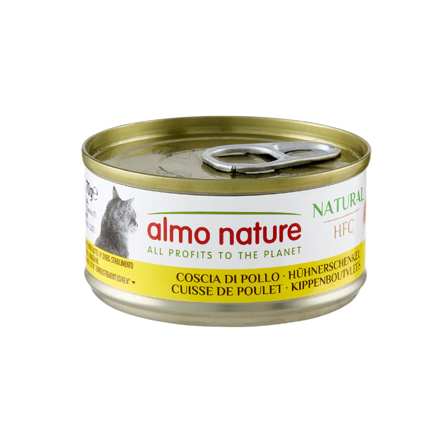 12 latas x 70gr Almo Nature HFC Coxa de Frango lata para gatos Pack poupança!