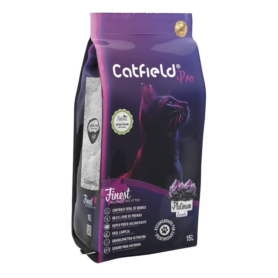 13.5 KG 15 L Catfield Finest Platinum Areia Aglomerante Lavanda para gatos
