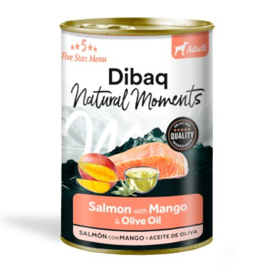 0.38 KG 380 g Dibaq Natural Moments Lata Salmón con Mango para perro
