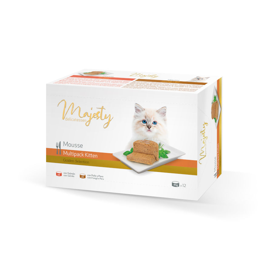 Majesty Kitten Mousse de Frango e Peru em lata para gatinhos