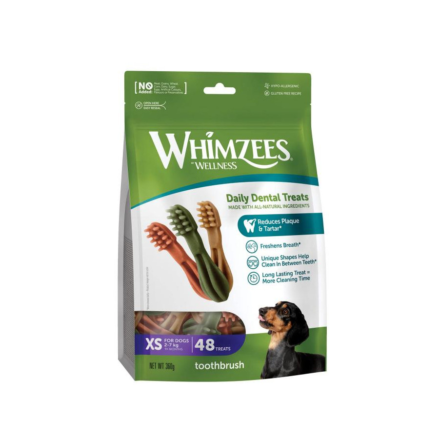 2 bolsitas x 360 g Whimzees Snacks Dentales para perros de razas mini