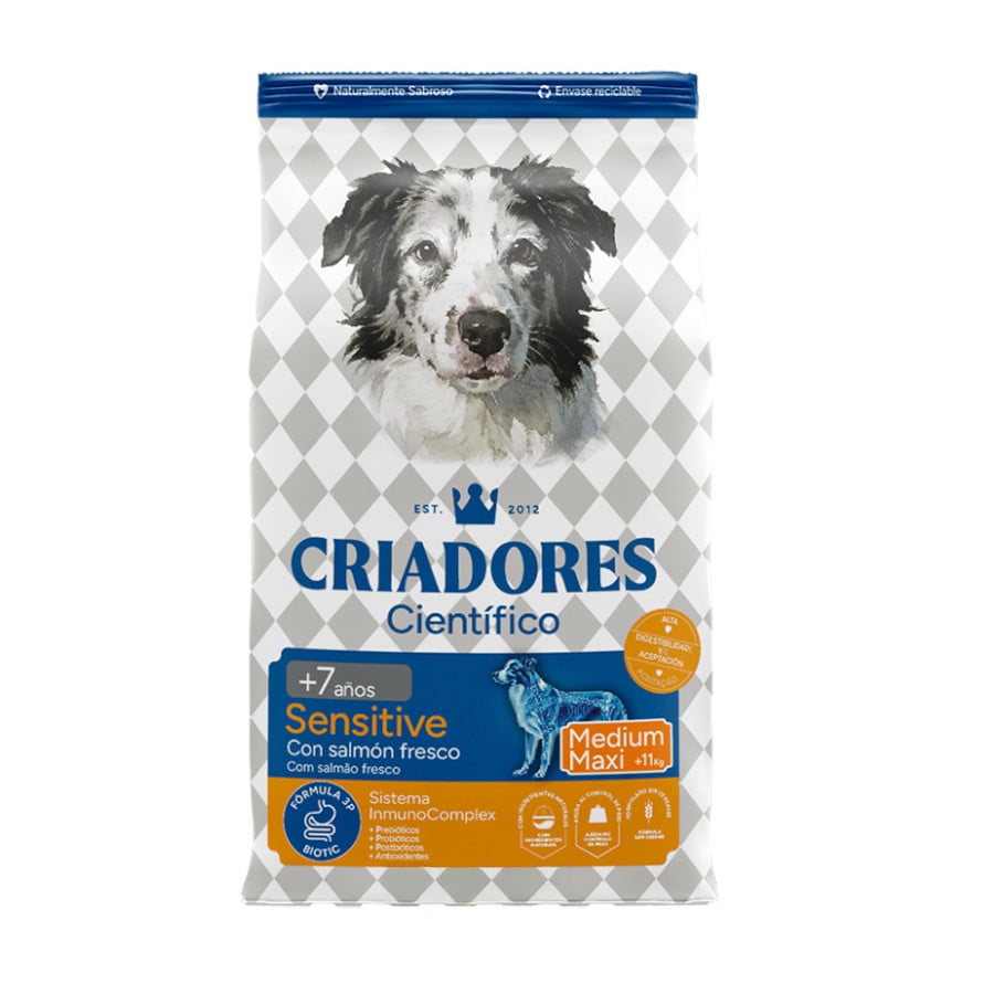 Criadores Científico Senior Sensitive Medium-Maxi Ração de salmão para cães