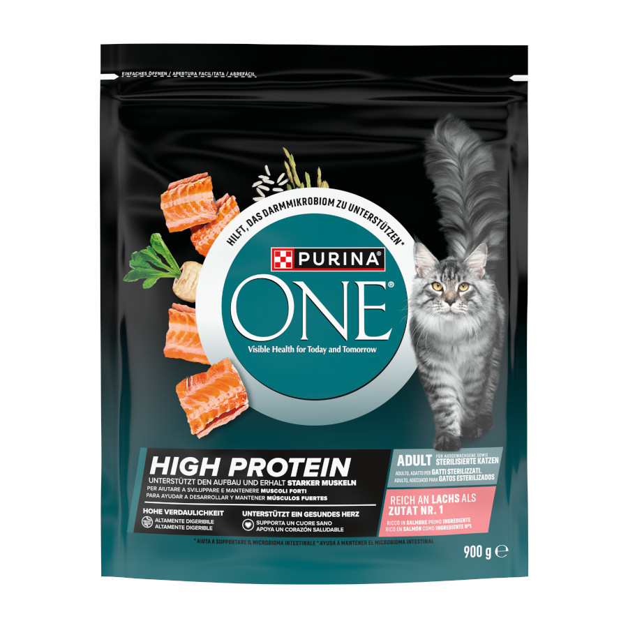 0.9 KG 900 g Purina ONE High Protein Esterilizado Ração de salmão para gatos