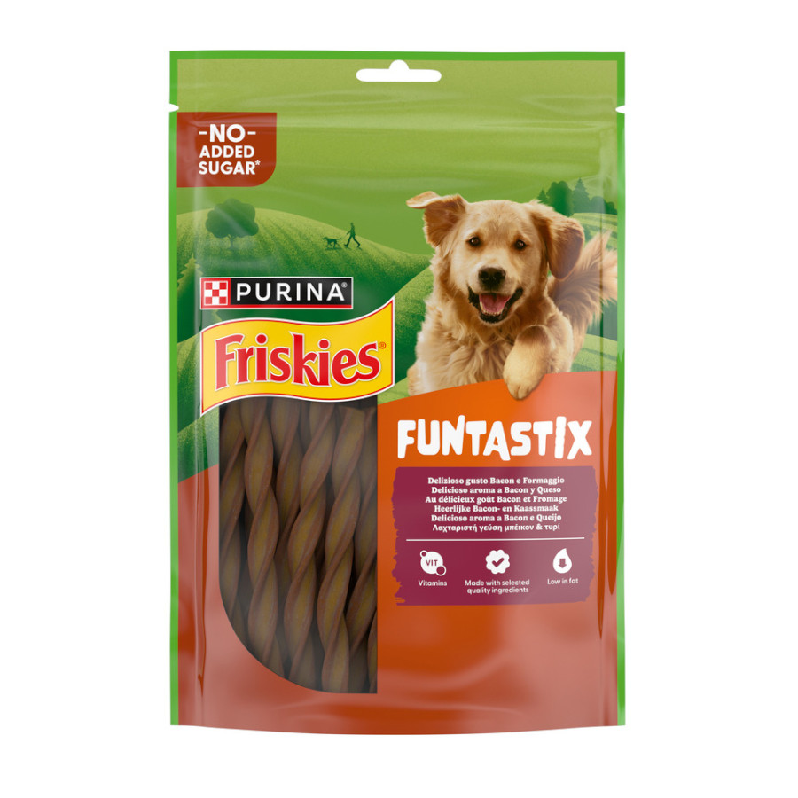 2 pacotes x 175 g Friskies Funtastix Palitos de Queijo e Bacon para cães Pack poupança!