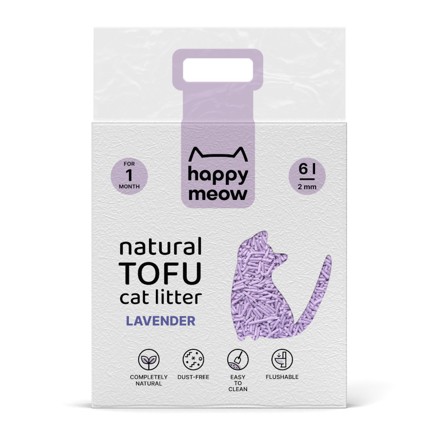 6 L 6 L Happy Meow Natural Tofu Aglomerante Lavanda para gatos