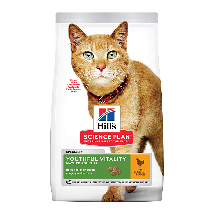 Hill's Science Plan Youthful Vitality Frango ração para gatos, , large image number null