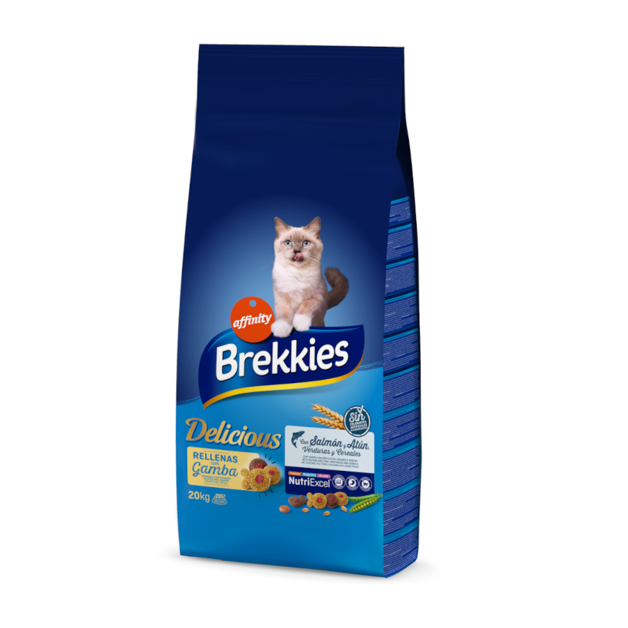 20 KG 20 kg Affinity Brekkies Delicious Salmão e Atúm ração para gatos