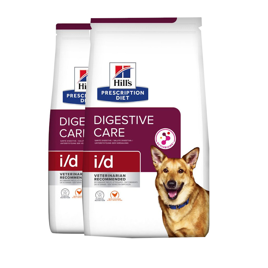 2 x 16 kg Hill's Prescription Diet i/d Digestive Care Frango ração para cães Pack poupança!