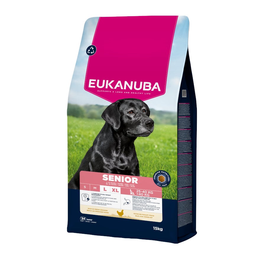 15 KG 15 kg Eukanuba Senior Ração de frango para cães de raças grandes e gigantes