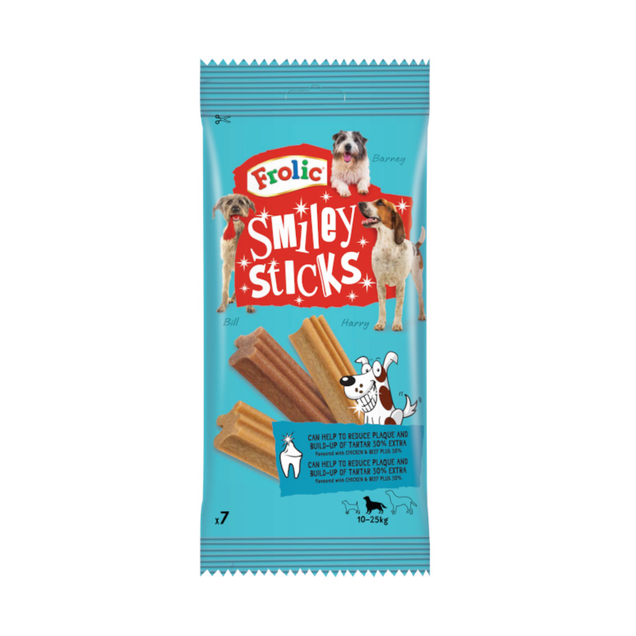 7 sticks Frolic Snacks Dentários Smiley Sticks para cães