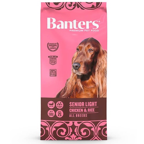 3 KG Banters Senior Light Frango e Arroz ração para cães