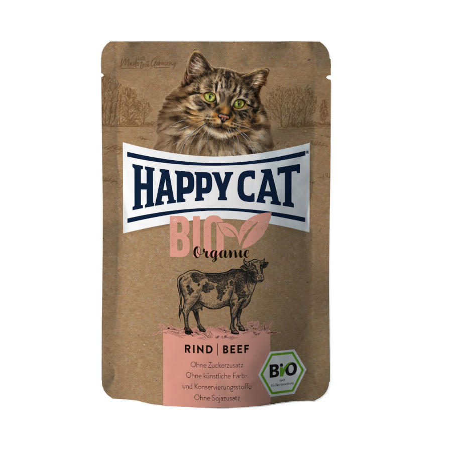 85 g Happy Cat Bio Saqueta com carne em molho para gatos