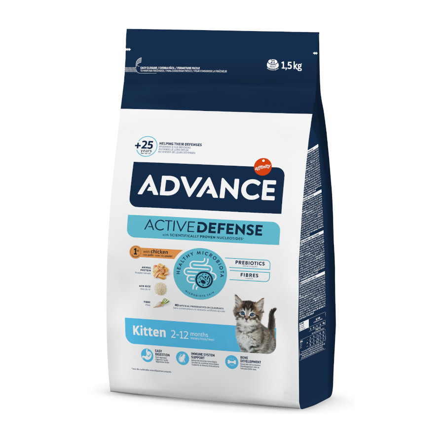 1.5 kg Advance Active Defense Frango e Arroz ração para gatinhos