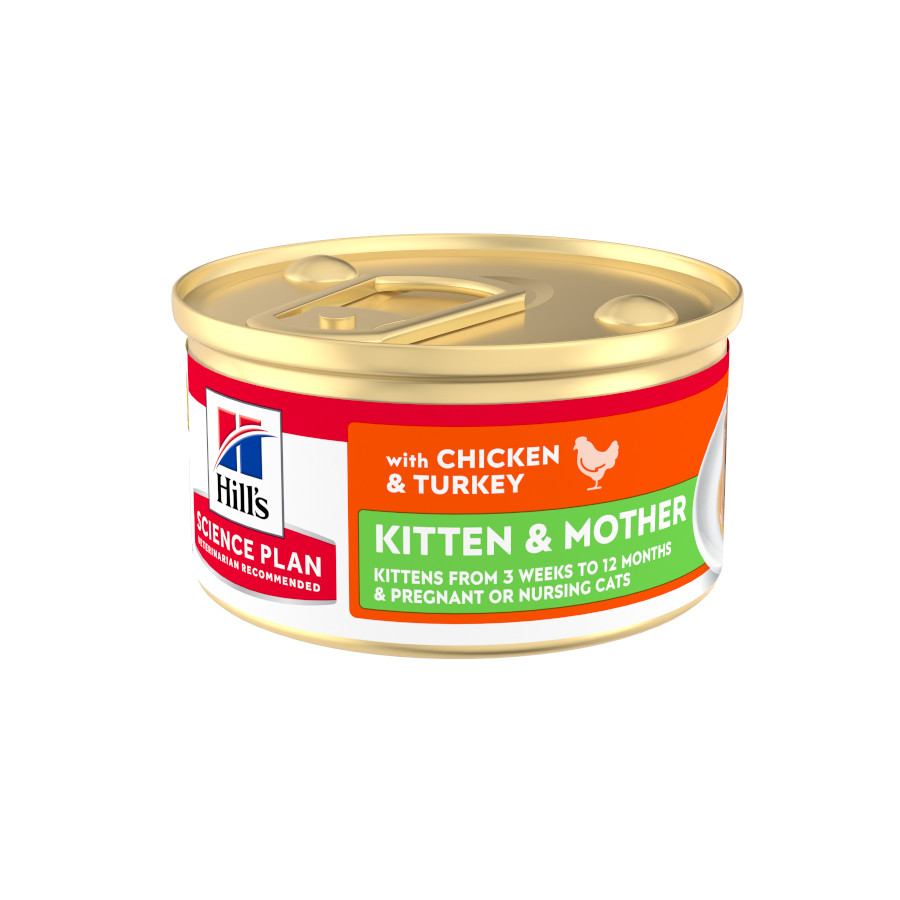 24 latas x 85 g Hill's Science Plan Kittene Mother Mousse de Frango e Peru lata para gatos Pack poupança!