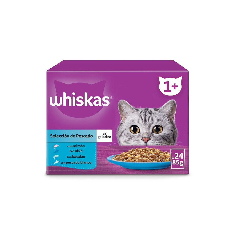 24 saquetas x 85 g Whiskas Seleção Peixes Gelatina em Sache para Gatos Adultos