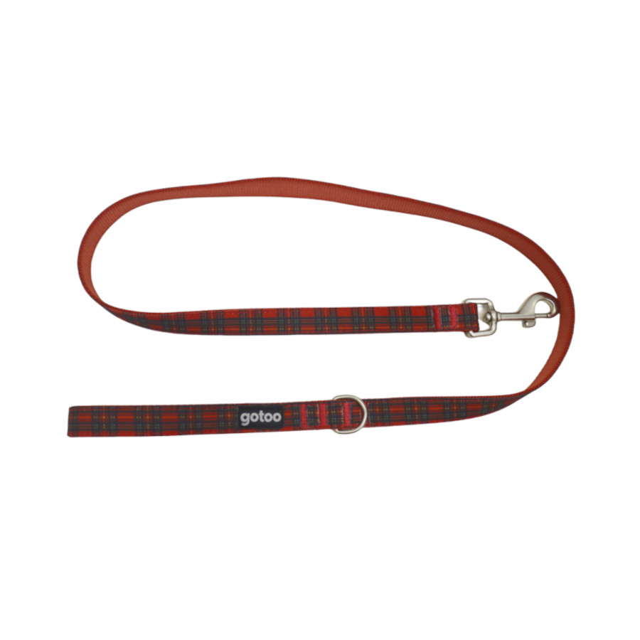 Gotoo Trela estampada tartã vermelho para cães