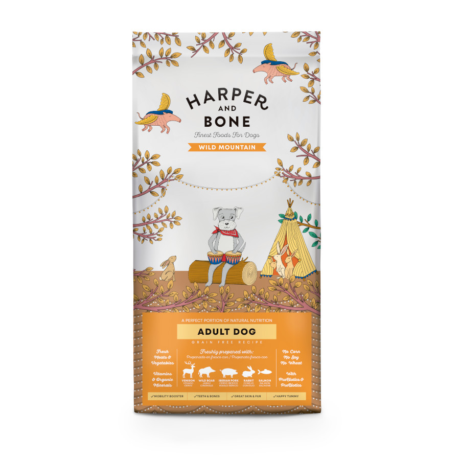 12 KG 12 kg Harper & Bone Wild Mountain Ração de carne e peixe Adult para cães