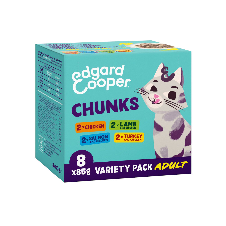 8 latas x 85 g Edgard & Cooper Adult Alimento húmido em lata para gatos