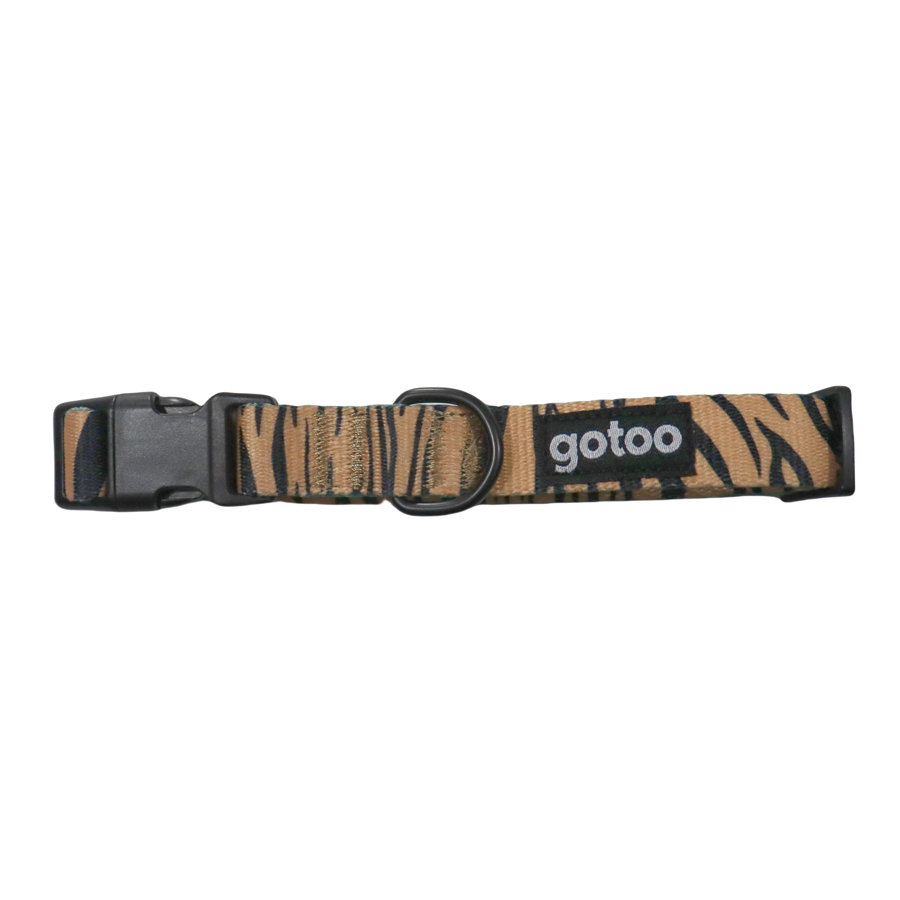 Gotoo Coleira estampada tigre castanha para cães