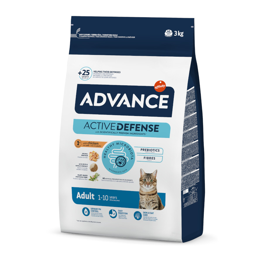 3 kg Advance Active Defense Adult Frango e Arroz para gatos