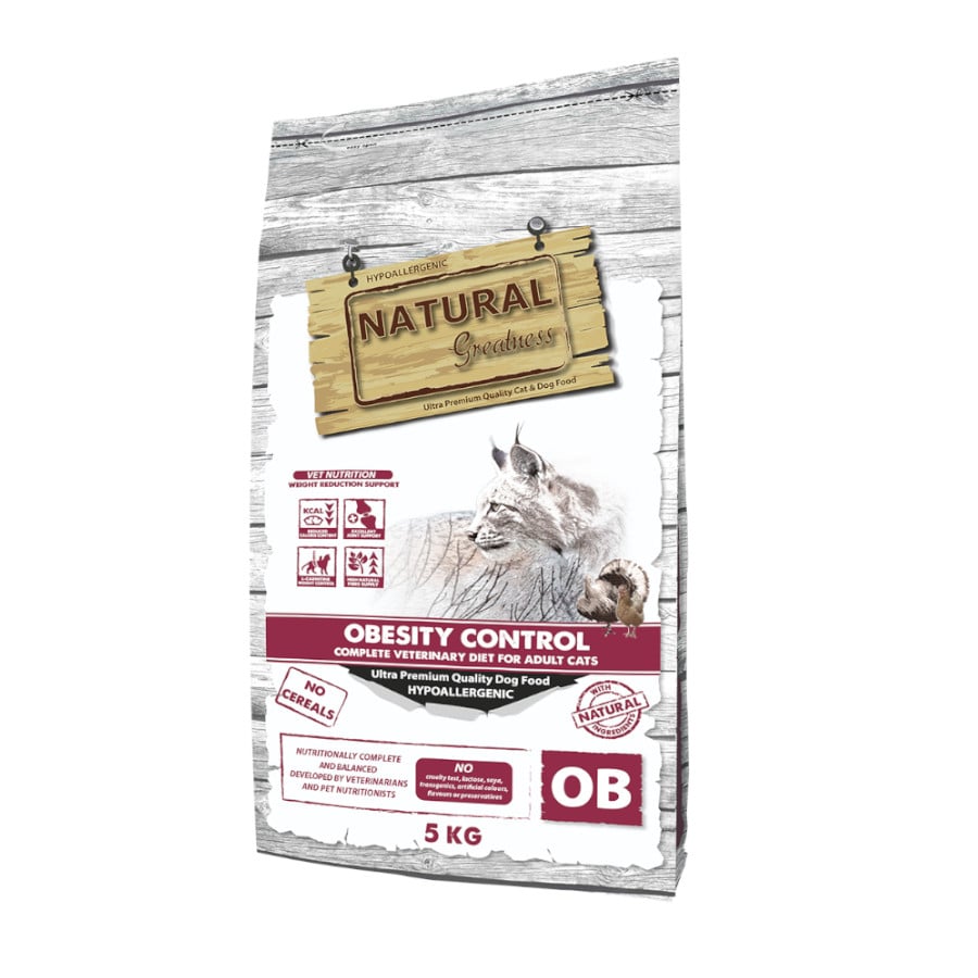 5 KG Natural Greatness Obesity Control Ração Hipoalergénica para gatos