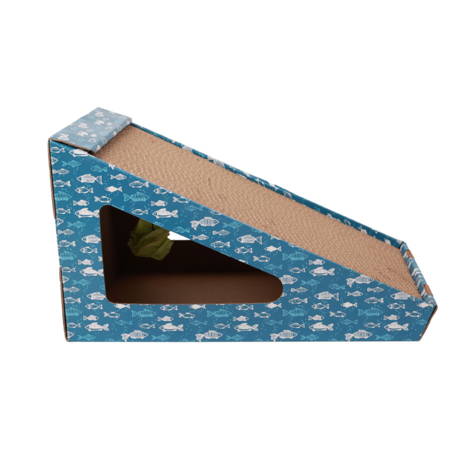 Leeby Walter arranhador de cartão horizontal com bola e estampado de peixes para gatos