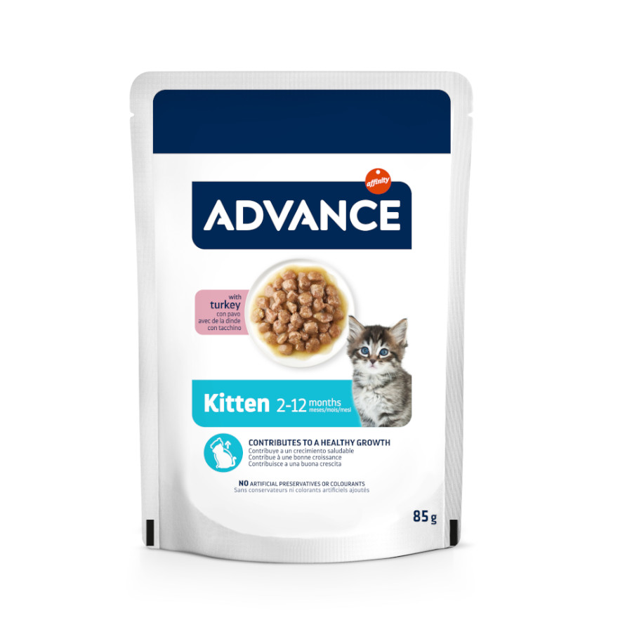 48 saquetas x 85 g Advance Kitten Peru em molho saquetas Pack poupança!