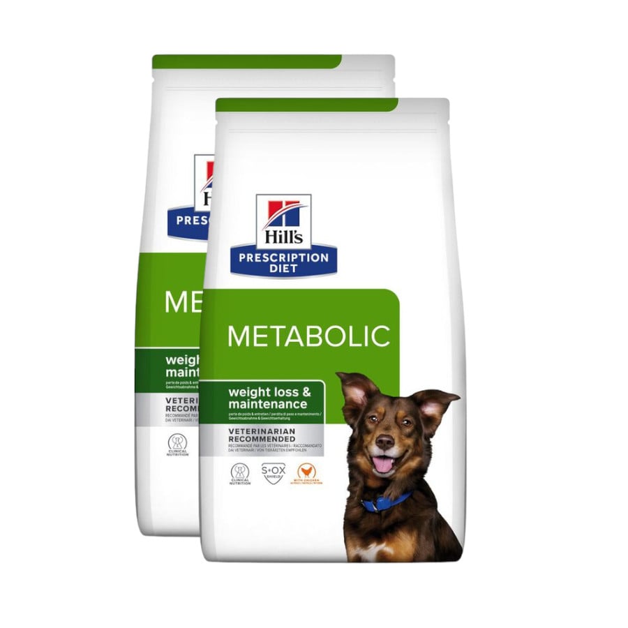 2 x 4 kg Hill's Prescription Diet Metabolic ração para cães Pack poupança!