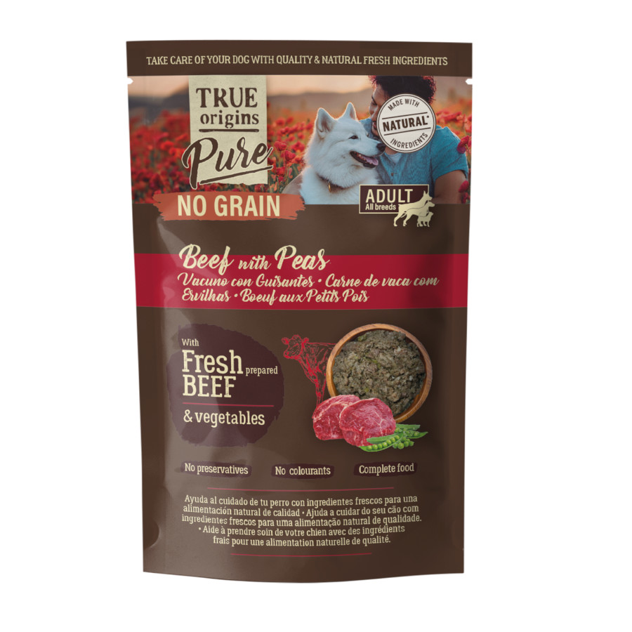 True Origins Pure Comida húmida de bovino com ervilhas para cães