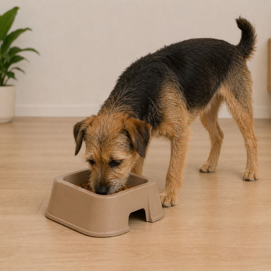 Leeby Comedouro Quadrado Taupe para cães