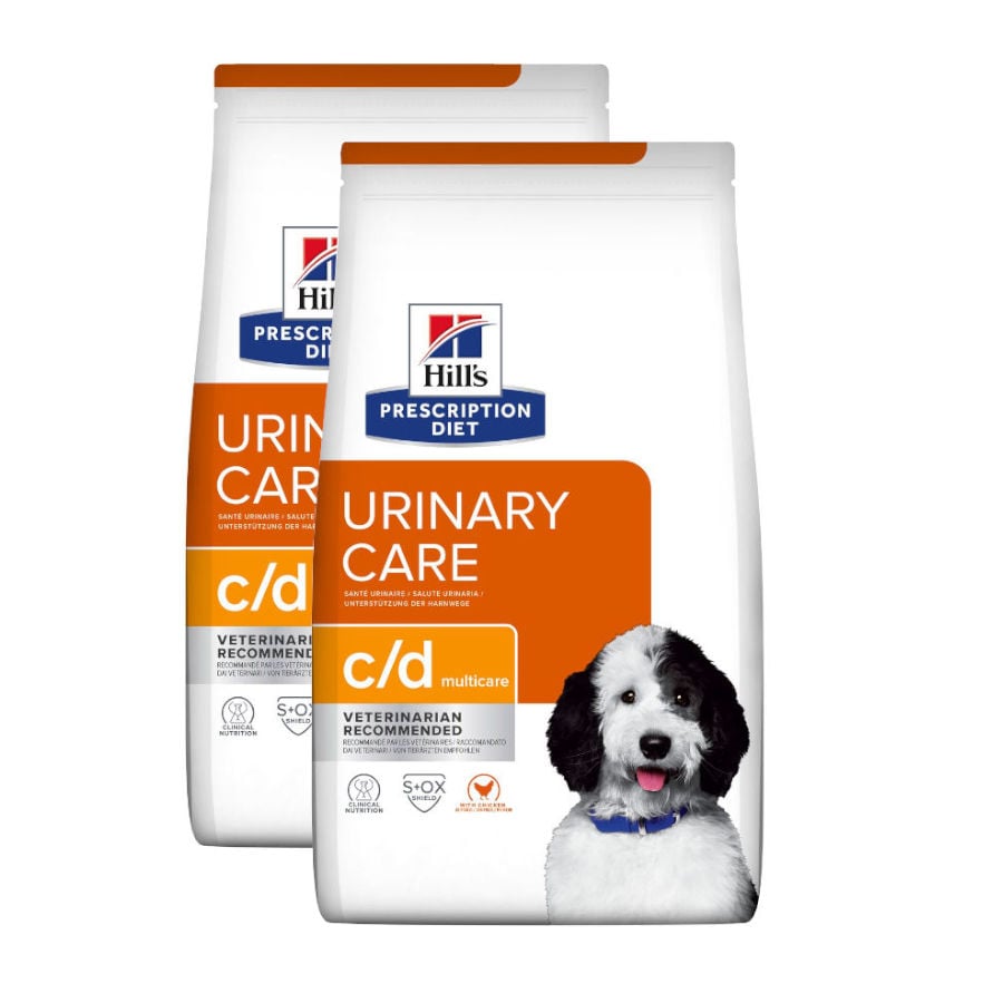2 x 4 kg Hill's Prescription Diet Urinary Care c/d Frango ração para cães Pack poupança!