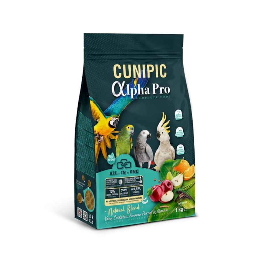1 kg Cunipic Alpha Pro Parrots Natural Blend Comida para Papagaios