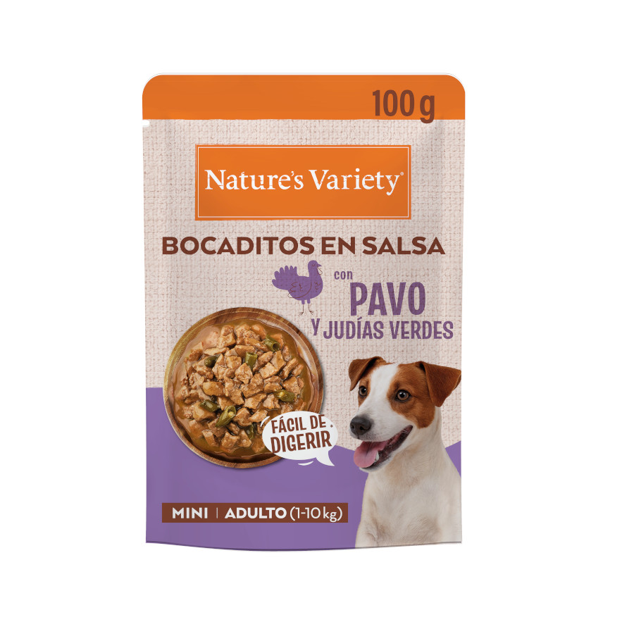 0.1 KG 100 gr Nature's Variety Bocaditos Pavo Sobre en Salsa para perros adultos mini
