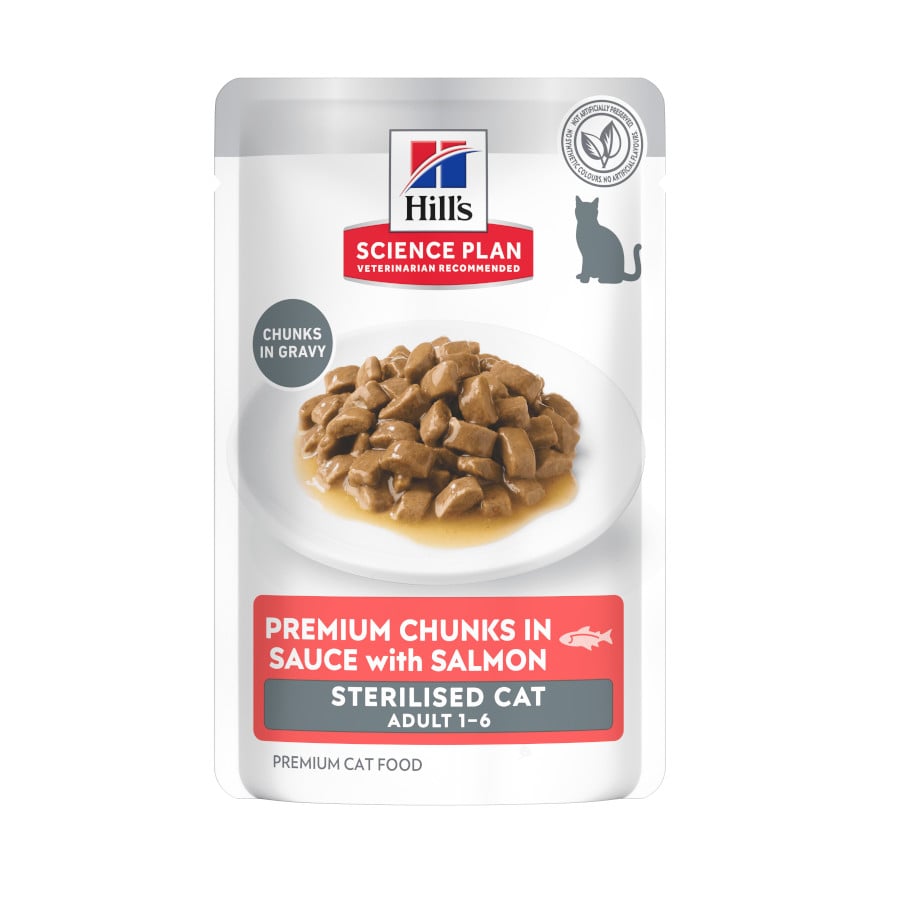 85 g Hill's Science Plan Sterilized Young Adult Salmão saquetas para gatos
