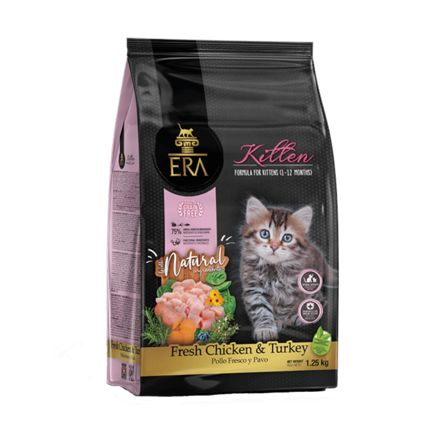 1.25 KG 1.5 kg Era Grain free Kitten frango e peru ração para gatos