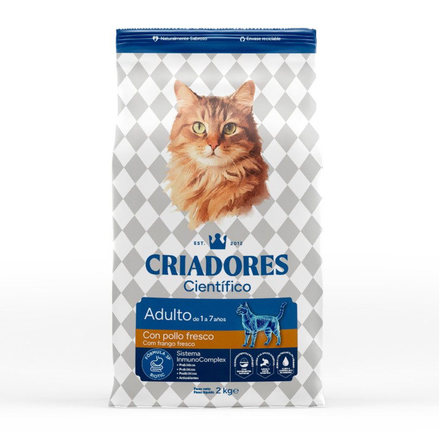 Criadores Científico Adulto Ração de frango para gatos