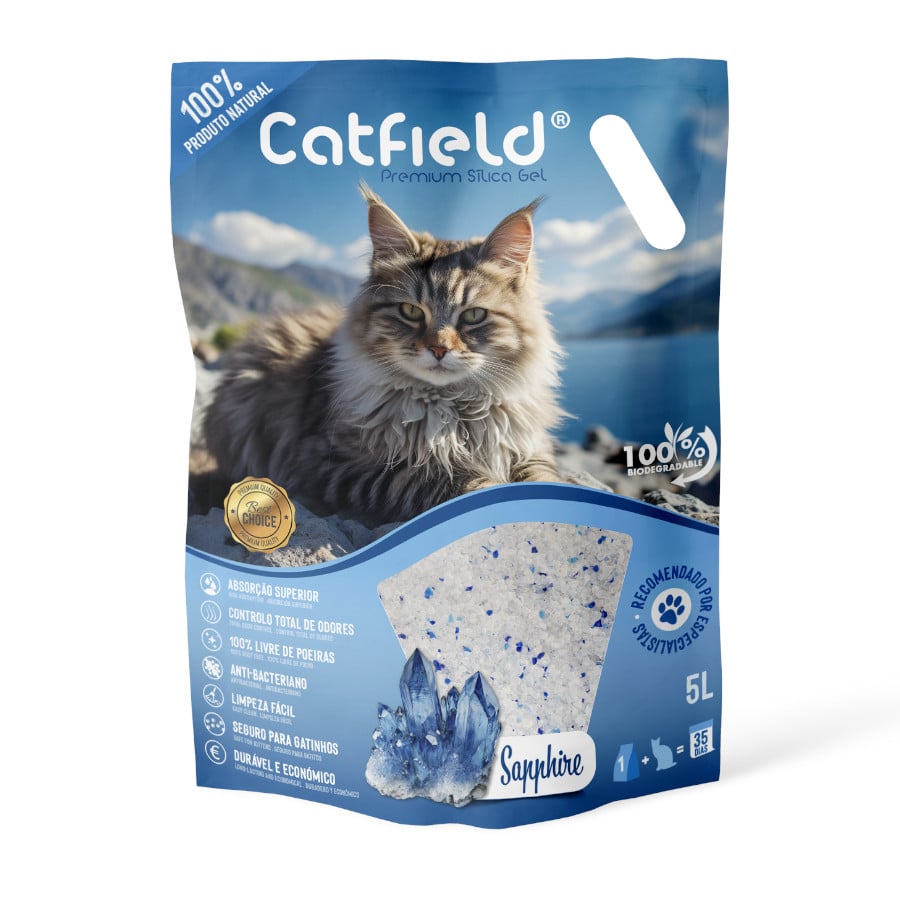 2 x 5 L Catfield Sapphire Premium Sílica Gel Areia Absorvente para gatos Pack poupança!