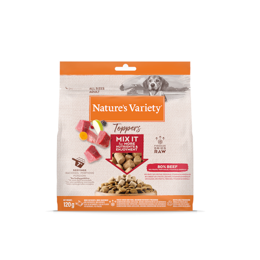 0.12 KG 120 g Nature’s Variety Toppers Boi Liofilizado para cães