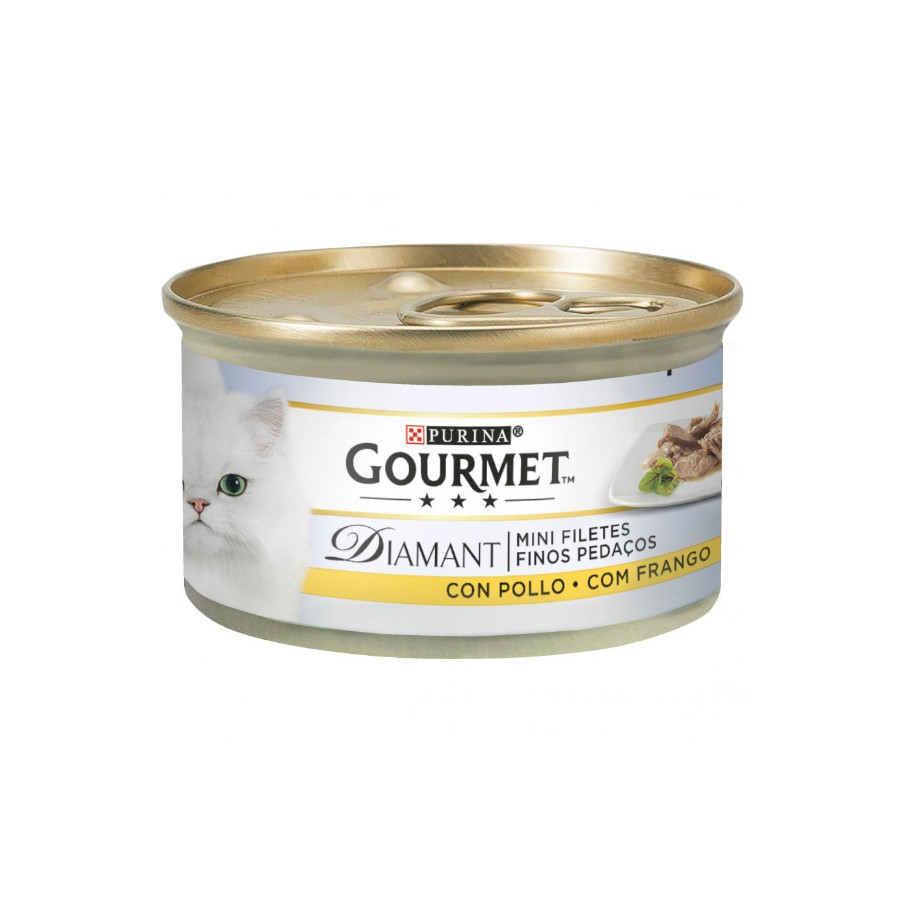 48 latas x 85 g Purina Gourmet Diamant Frango lata em molho para gatos Pack poupança!
