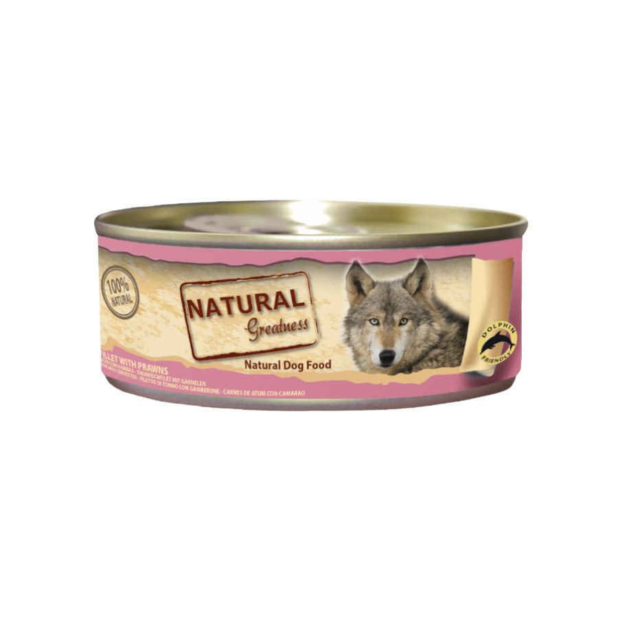 0.156 KG 156 g Natural Greatness Filete de Atum e Camarões Lata para cães
