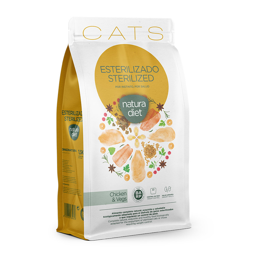 1.5 kg Natura Diet Sterilized Frango ração para gatos