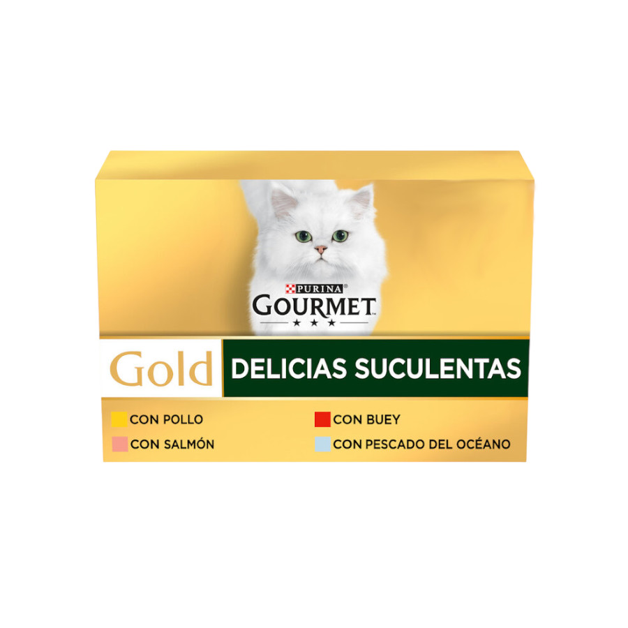 96 latas x 85 g Gourmet Gold Delicias Suculentas Multipack de Paté Mistos para gatos Pack poupança!