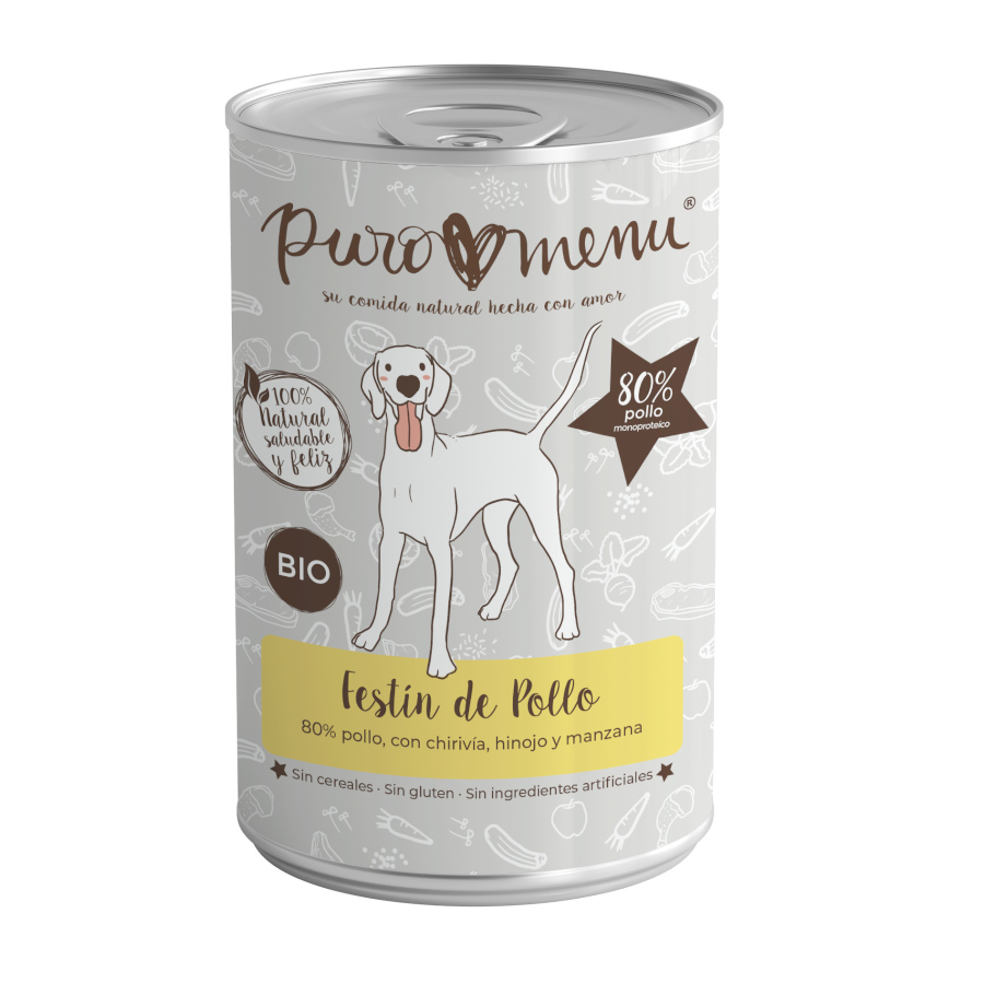 0.4 KG 400 g Puro Menu Bio Chicken Feast lata para cães