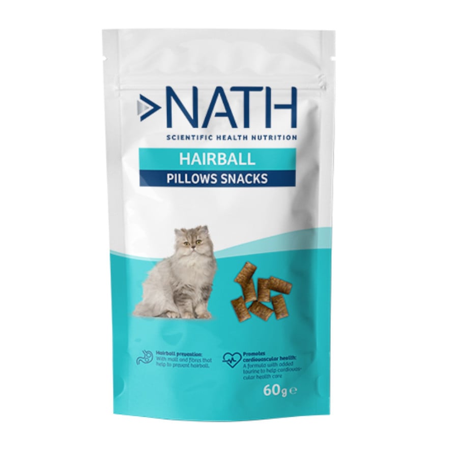 60 g Nath Pillow Snacks Biscoitos Hairball para gatos